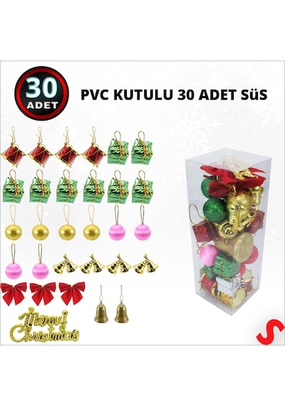 Yılbaşı Ağacı Lüks Süsleme Seti, 4,5cm X 30 Parça Diğer