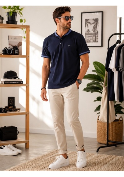 Erkek Lacivert Polo Yaka T-shirt