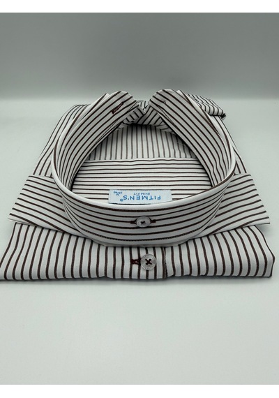Slim Fit Uzun Kol Premium Çizgili Yaka Düğmeli Hediye Kutulu Erkek Gömlek Fs-004440 - Kahverengi-3180 Slim Fit Uzun Kol Premium Çizgili Yaka Düğmeli Hediye Kutulu Erkek Gömlek Fs-004440 - Kahverengi-3180