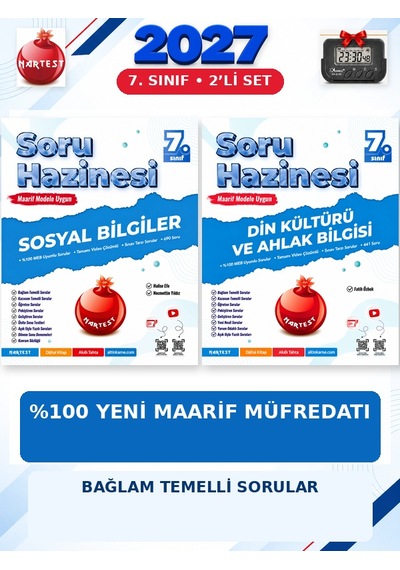 Soru Hazinesi 2027 7.sınıf Sosyal-din %100 Maarif Model Bağlam Temelli Soru Hazinesi Seti+kronometre