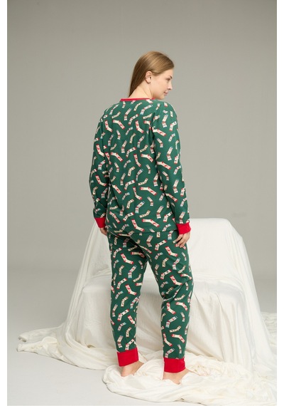 Siyah İnci Curve Büyük Beden Battal Boy Pamuklu Pijama Takım25240764 Yeşil Siyah İnci Curve Büyük Beden Battal Boy Pamuklu Pijama Takım25240764 Yeşil