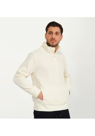 Nors Vanir Basic Yarım Fermuarlı Polar Sweatshirt Ekru 001