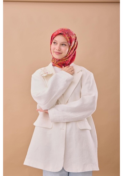 Silk Home Olinda İpek Eşarp 47002-43 Mürdüm, Yağ Yeşili, Gri, Gümüş