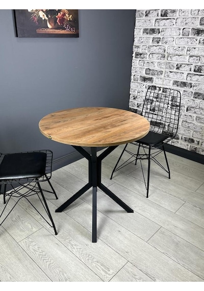 Nisa Ceviz Yuvarlak Mutfak Masası Yemek Masası Balkon Masası Metal Siyah Ayak 70 Cm Nisa Ceviz Yuvarlak Mutfak Masası Yemek Masası Balkon Masası Metal Siyah Ayak 70 Cm