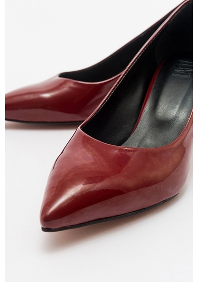 Luvishoes Pedra Bordo Rugan Kadın Topuklu Ayakkabı Bordo Rugan