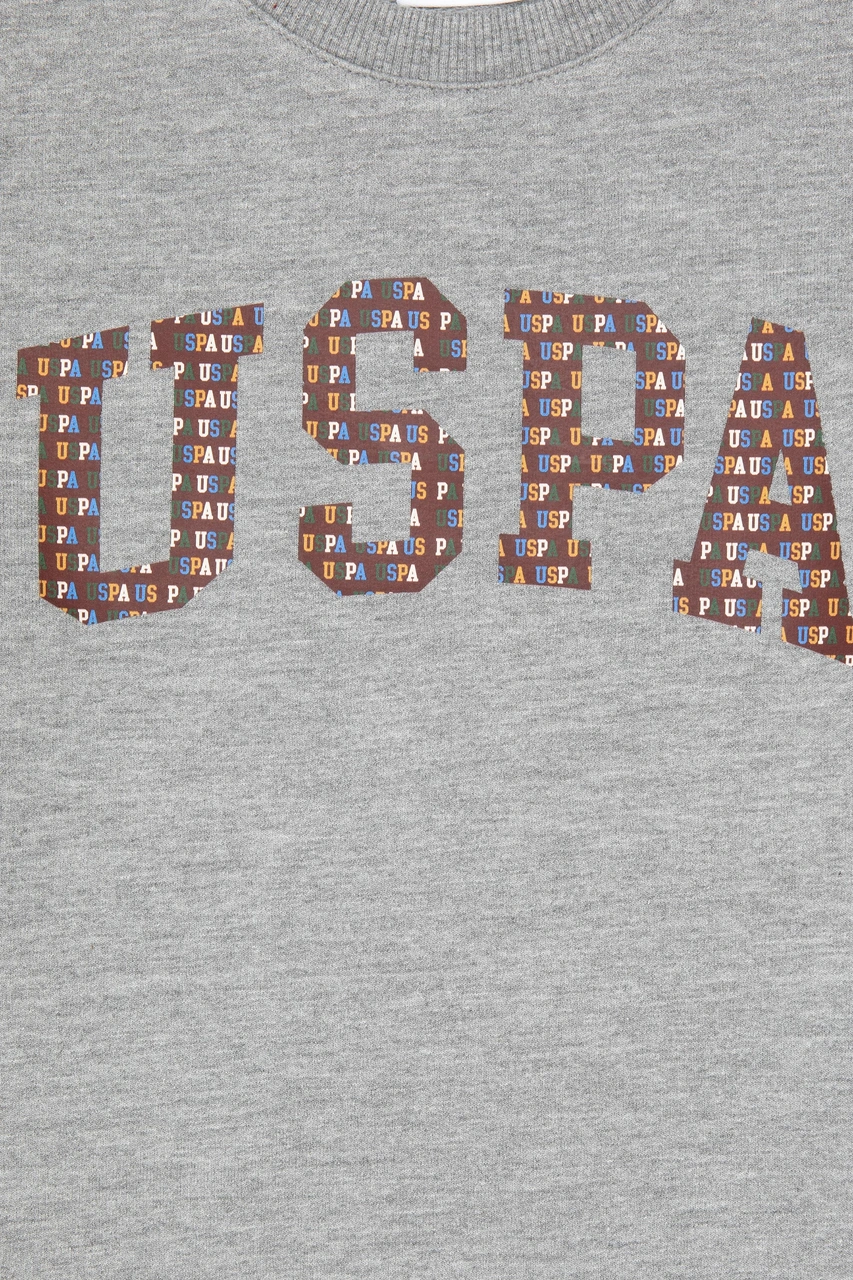 U.S. Polo Assn. Erkek Çocuk Gri Melanj Bisiklet Yaka İnce Sweatshirt 50316527-VR086