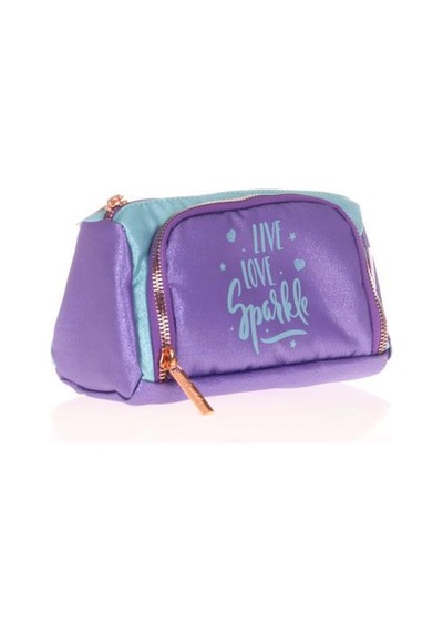 Kaukko Sparkle Plump Kalem Çantası Duble Koyu Lila K2532