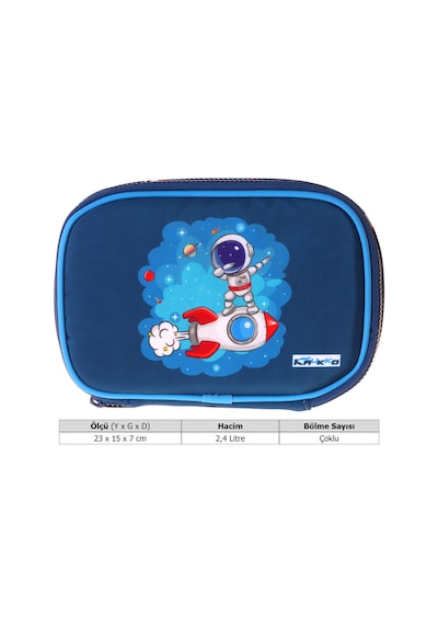 Kaukko Kids Astronot Baskılı Lacivert Erkek Çocuk Organizer Kalem Çantası - Kalemlik - L5375