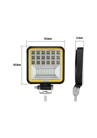 Ahmet Otomotiv 42 Ledli Kare Çalışma Lambası Off-road Beyaz-sarı Renk 10v-30v