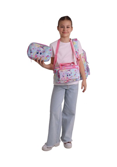 Kaukko Kids Magic Pembe Renk Kız Çocuk Üçlü İlkokul Okul Çantası Seti/takımı - Setkk-l5283d