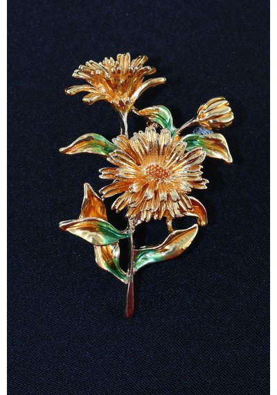Gerbara Papatyası Broş. Yaka İğnesi Gerbara Papatyası Broş. Tasarım Broş. Kadın Broş. Papatya Broş. Gold