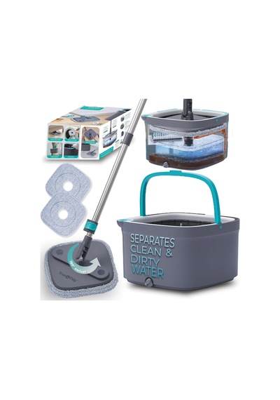 True & Tidy True Clean Paspas Ve Kova Sistemi, Kare Döndürmeli Paspas, Çift Bölmeli Paspas Kovası Ve 2 Kalın Makinede Yıkanabilir Paspas Pedleri Spin Mop İçerir 000 Açık Krem True & Tidy True Clean Paspas Ve Kova Sistemi, Kare Döndürmeli Paspas, Çift Bölmeli Paspas Kovası Ve 2 Kalın Makinede Yıkanabilir Paspas Pedleri Spin Mop İçerir 000 Açık Krem