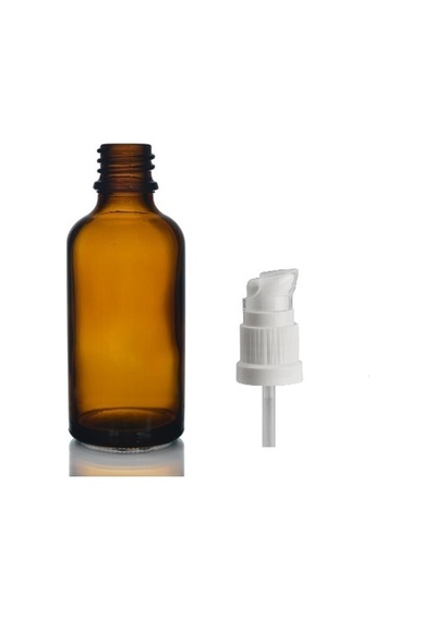 50ml Kahverengi Cam Serum Pompalı Şişe, 12 Adet, Pompalı Şişe, Medikal Şişe, Cam Şişe,