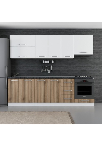 Minar 260 Cm Mutfak Dolabı Beyaz Dore 260-D5 Beyaz