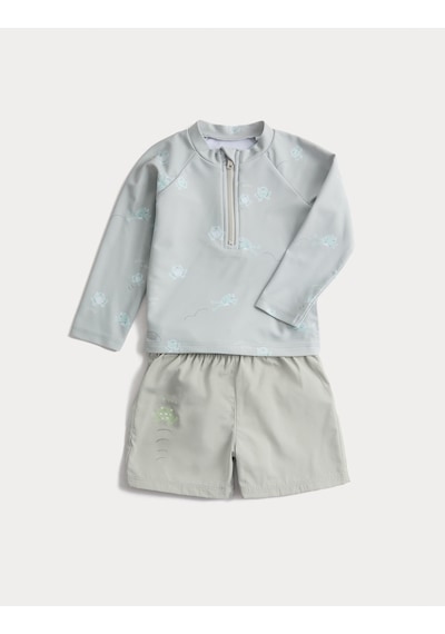 Marks & Spencer Kurbağa Desenli Mayo T78000009 Yeşil