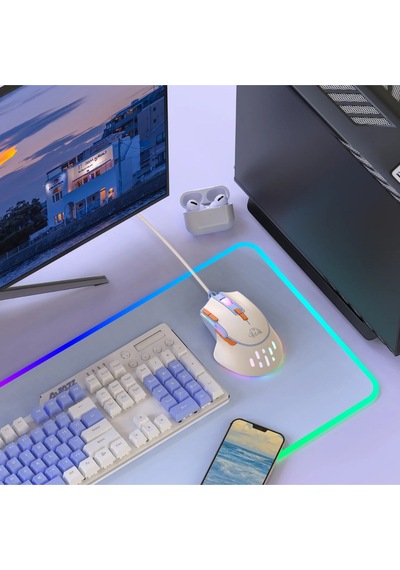M2 Kablolu Espor Oyuncu Mouse Rgb 12800 Dpı Ledli Gaming Mouse Software 9 Makro Sensor Diğer