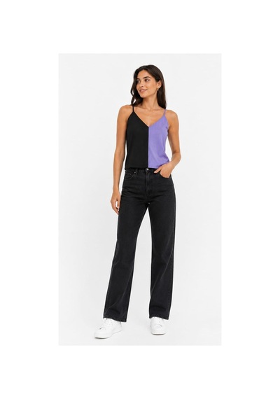 Onno Style Women Kolsuz Askılı V Yaka Triko Kadın Bluz Lila