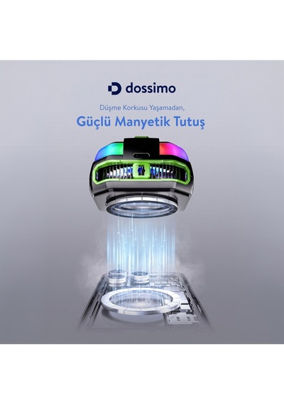 Magsafe Manyetik Sessiz Telefon Ve Tablet Soğutucu Rgb Işıklı Yapay Zeka Destekli Ds-t02 Siyah