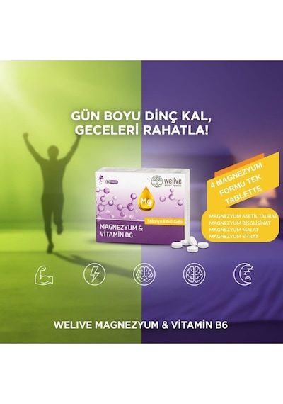 Magnezyum & Vitamin B6 Takviye Edici Gıda 60 Tablet - Enerji Desteği, Kas Ve Sinir Sağlığı