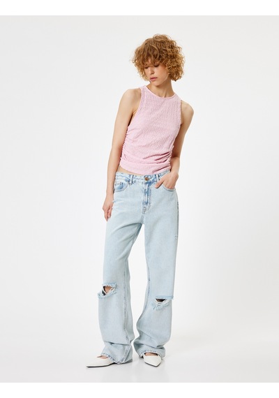 Koton Drape Detaylı Atlet Dokulu Pembe 4sal30002ık Gül