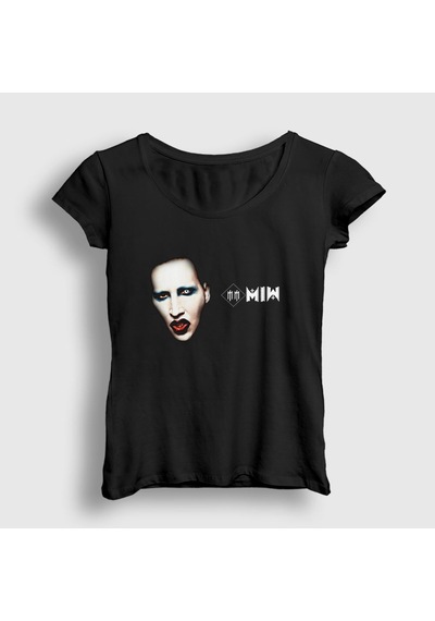 Presmono Kadın Mm Marilyn Manson T-shirt Siyah