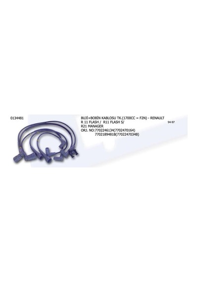 Buji Ve Bobin Kablosu Renault R11 Flaş Flaş S / 21 770246134-7702470164 1 Tk