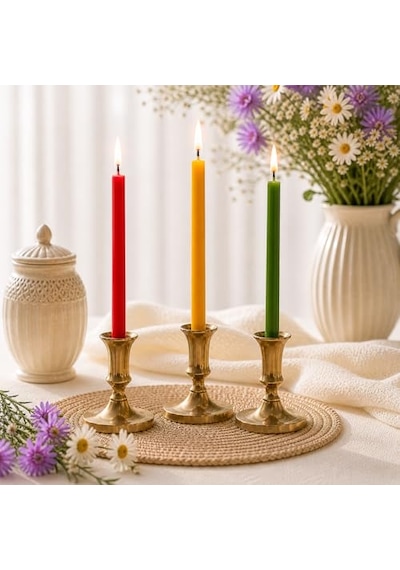 Adet 5 Renk Mum Dilek Mumu Doğal Petek Ince Uzun Parti Rituel Doğum Günü Mumu Beeswax Candle 5 Renk Birlikte Çok Renkli