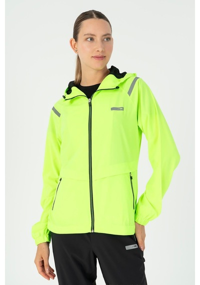 Maraton Regular Kadın Kapüşonlu Neon Yeşil Tracktop Yeşil