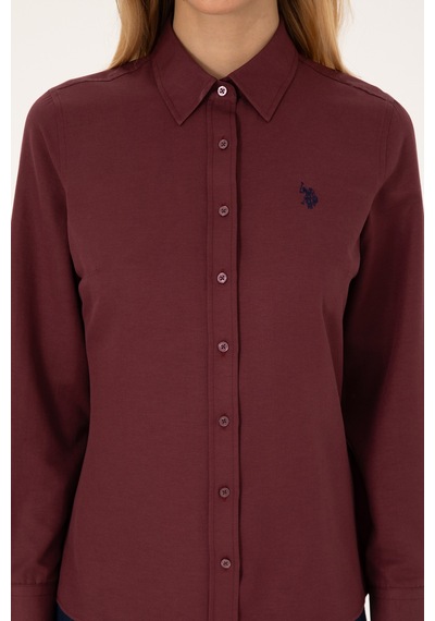 U.S. Polo Assn. Kadın Bordo Uzun Kollu Basic Gömlek 50316711-VR177 U.S. Polo Assn. Kadın Bordo Uzun Kollu Basic Gömlek 50316711-VR177