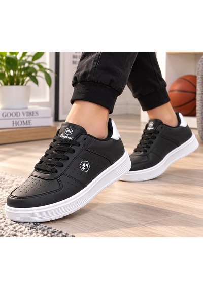 Papucumun Dünyası Crosberg Hafif Bağcıklı Rahat Casual Mevsimlik Sneaker siyah