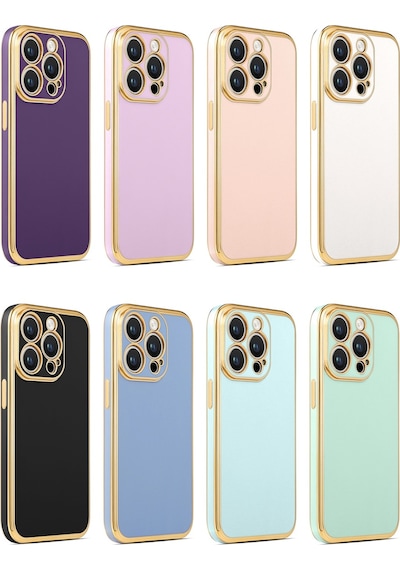 Apple Uyumlu iPhone 14 Pro Max Kılıf Zore Kenarı Gold Renk Silikon Bark Kapak