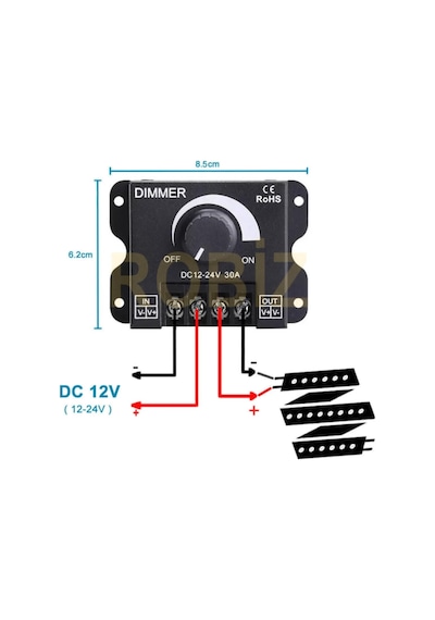 12v 24v 30a Led Sürücü Dimmer 360w 720w Led Sürücü Voltaj Ayarlı Ampul Şerit Işık Parlaklık Kon