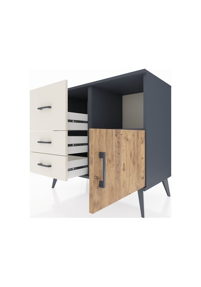 Hyperion Şifonyer Tek Raflı 3 Çekmeceli Tek Kapaklı 88x44x80 Antrasit-çam/aytaşı Çam/aytaşı Hyperion Şifonyer Tek Raflı 3 Çekmeceli Tek Kapaklı 88x44x80 Antrasit-çam/aytaşı Çam/aytaşı
