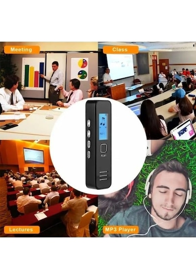 Dijital Ekranlı 32 Gb Ses Kayıt Cihazı Mp3 Çalar 350 Saat Kayıt