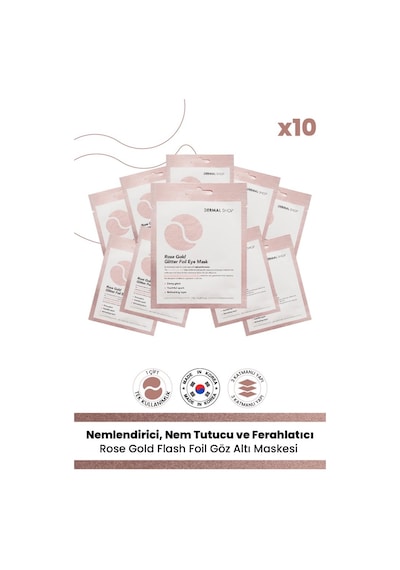 Dermal 3 Katmanlı Rose Flash Foil Göz Altı Torbalarına Karşı Kağıt Göz Maskesi 4 Gr 10 Adet