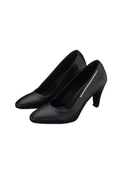 Costo Shoes 45-46-47-48-49-50 Numara Ays7986 Siyah Deri Topuklu Özel Seri Kadın Stiletto Siyah Deri