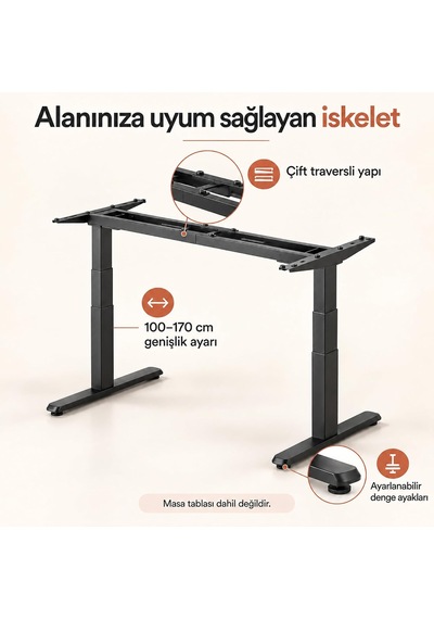 Tr Stdm1723 180kg Çifit Motor 4cm/s 3 Hafızalı 62-126cm Yükseklik Elektrikli Ayarlı Masa İskeleti Diğer Tr Stdm1723 180kg Çifit Motor 4cm/s 3 Hafızalı 62-126cm Yükseklik Elektrikli Ayarlı Masa İskeleti Diğer