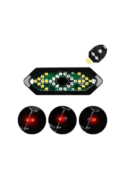 Bisiklet Dönüş Sinyali 5 Işık Seçeneği Şarj Edlebilir Bisiklet Arka Led Uyarı Işığı Uzaktan Kumanda Çok Renkli