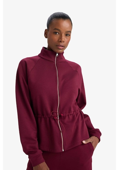 Defacto Standart Fit Dik Yaka Fermuarlı Beli Lastikli İçi Yumuşak Tüylü Modal Hırka G4368ax25wnbr170 Bordo-br170