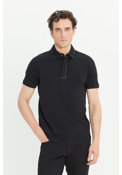 AC&Co / Altınyıldız Classics  Erkek Sıyah %100 Pamuk Slim Fit Dar Kesim Polo Yaka Tişört SIYAH