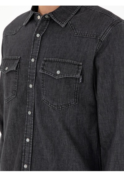Cacharel Antrasit Regular Fit Jean Gömlek Gri
