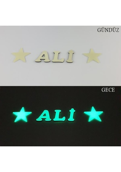 Fosforlu 3 Harf + 2 Yıldız Veya Kalp.