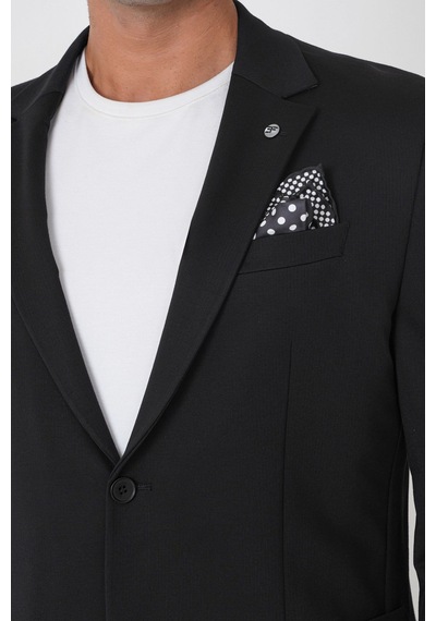 Comfort Fit Esnek Rayon Pamuk Karışım Torba Cepli Siyah Blazer Ceket C 744 Comfort Fit Esnek Rayon Pamuk Karışım Torba Cepli Siyah Blazer Ceket C 744