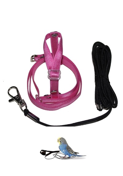 Jumbo Muhabbet Kuşu Tasması - Uçuş Takımı, Pembe