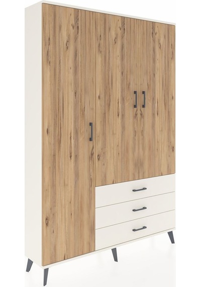 Arges Dolap 6 Raflı 3 Çekmeceli Tek Askılı 132x30x195 Aytaşı-... Aytaşı