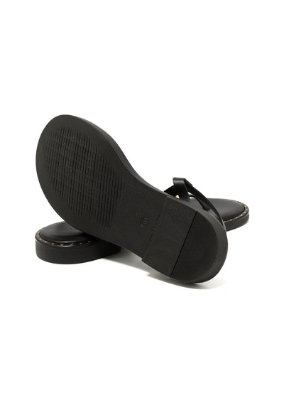 19 Black Sandalet Kadın 22035 Myconian 2025 Greek Sandal Siyah