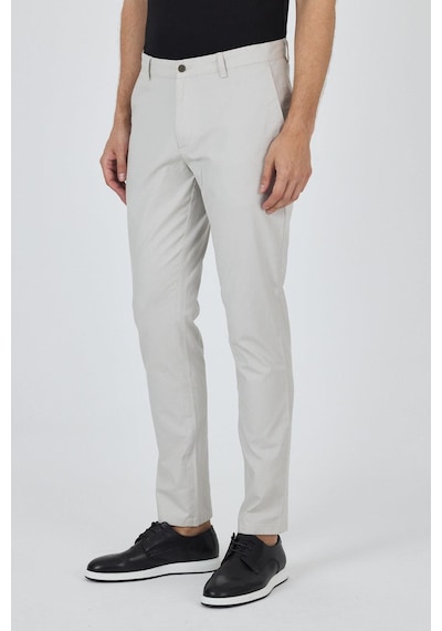 İmza Gri Armürlü Yan Cep Düz Paça Slim Fit Pamuklu Casual Chino Pantolon 1003250120 Gri