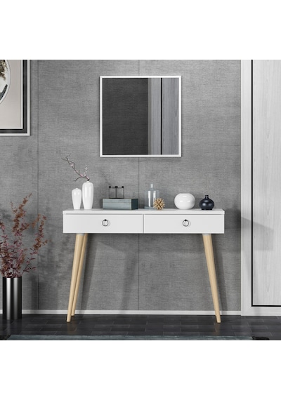 Dekorosso Arden Ahşap Ayaklı Kare Aynalı Modern Dekoratif Dresuar (497931991) Beyaz
