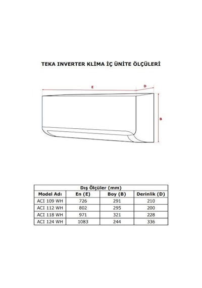 Teka ACI 112 WH - ACO 112 WH A++ 12000 BTU Duvar Tipi Klima