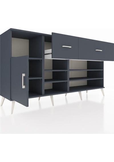 Hyperion Konsol 6 Raflı 2 Çekmeceli Tek Kapaklı 176x44x99 Antras Antrasit-antrasit Hyperion Konsol 6 Raflı 2 Çekmeceli Tek Kapaklı 176x44x99 Antras Antrasit-antrasit